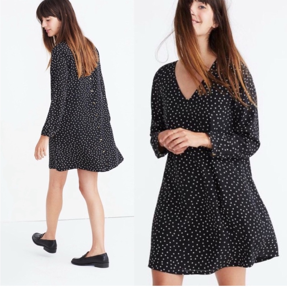 SILK MADEWELL Dress!! Very Western - Black with Cream Stars. Size S. Gorgeous!!